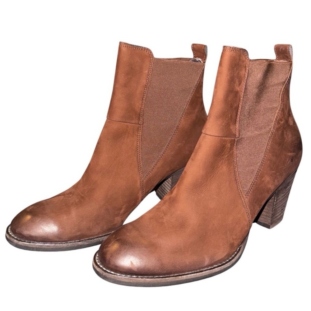 Paul Green Brown Suede Chelsea Boots Block Heel Made in Austria Women’s Size 6